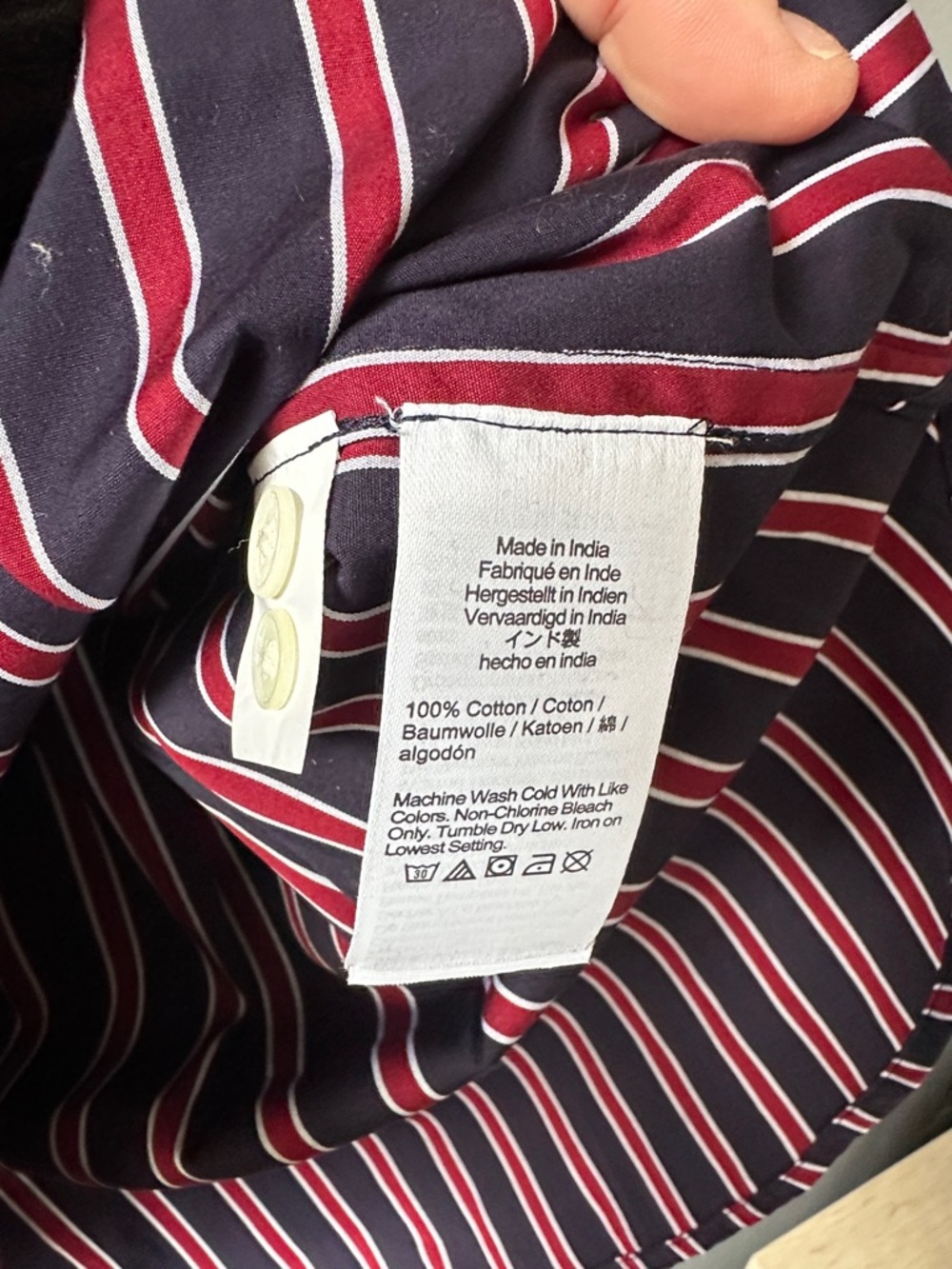 Madewell NWT long Button-Up Shirt in stripe poplin red blue women’s large - Picture 12 of 14